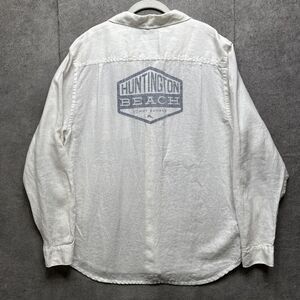 Tommy Bahama Linen Shirt‎ Mens L White Button Up Destination Huntington Beach